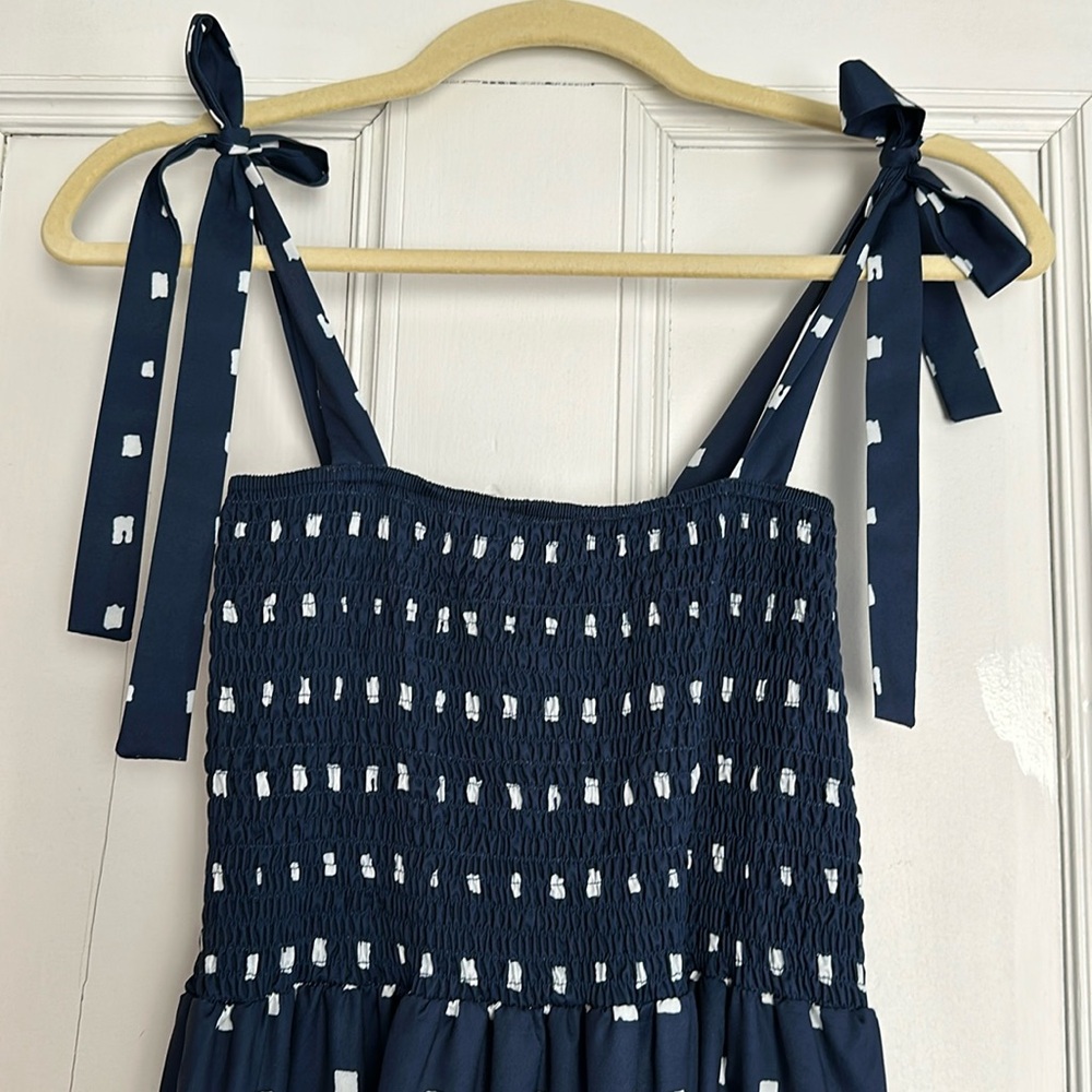 Smocked navy maxi sun dress, never worn